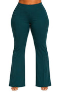 Emerald Green Ava Plus Size High-Waist Flare Pants