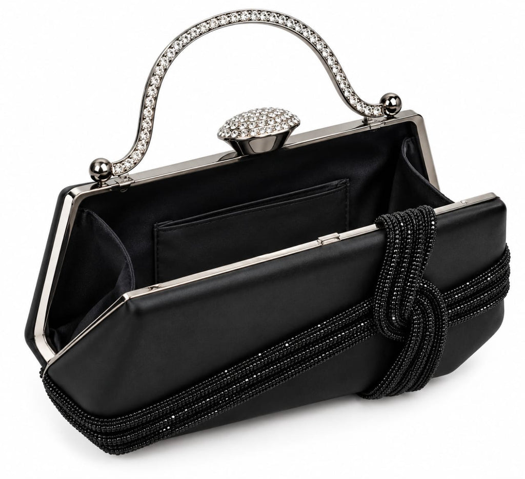 Black Evangeline Rhinestone Clutch Bag