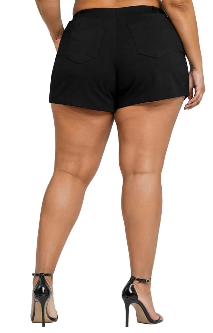 Black Lila Plus Size O-Ring Wrap Skort