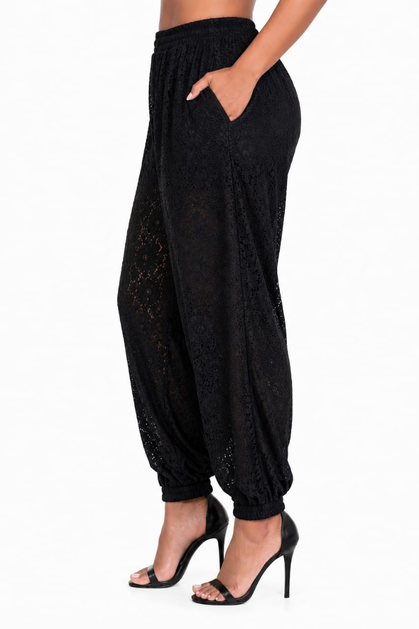 Black Willow Lace Harem Pants