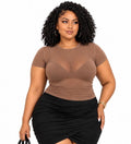 Brown Parker Plus Size Sheer Mesh Top