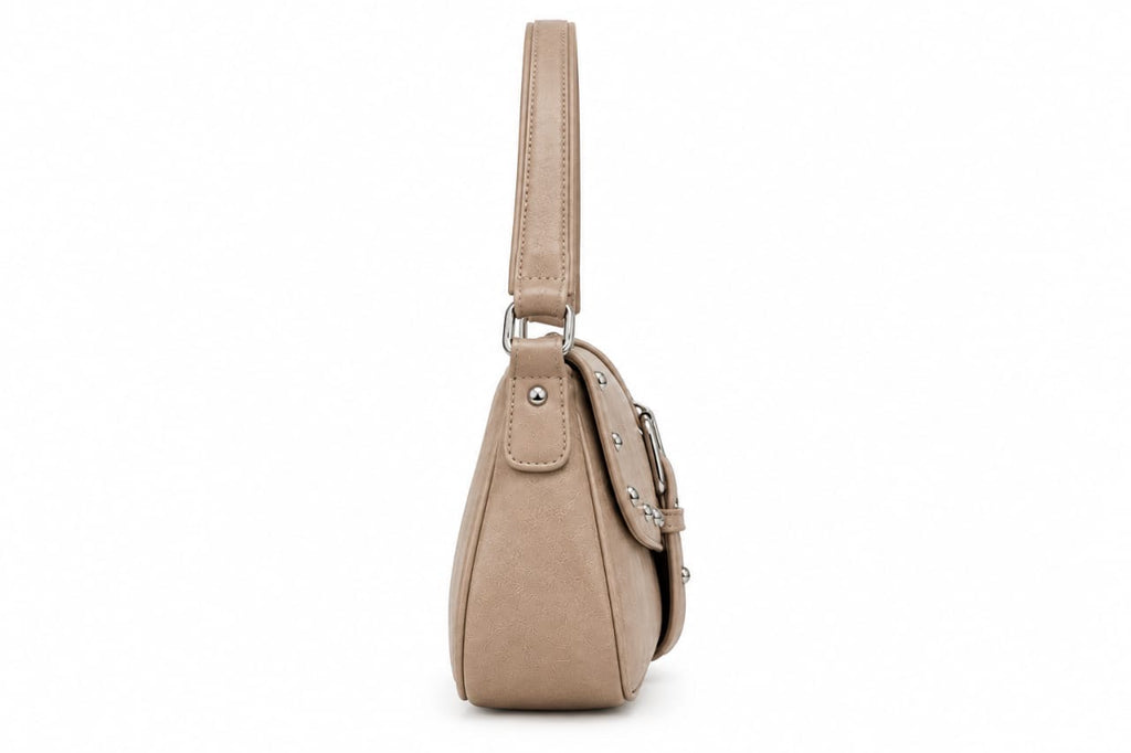Taupe Harper Studded Shoulder Bag