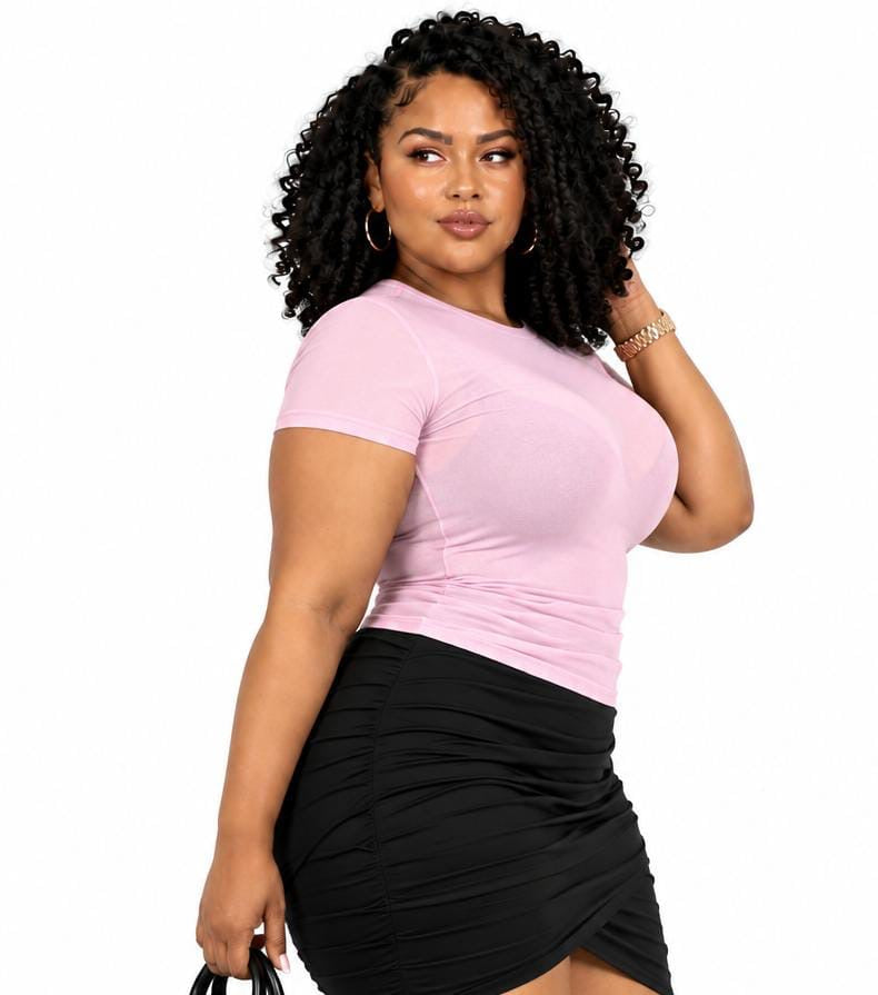 Pink Parker Plus Size Sheer Mesh Top