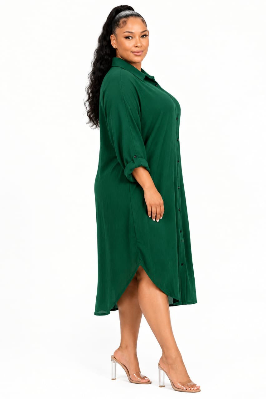 Green Sloane Oversized Shirt Dress