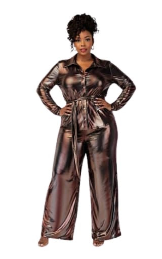 Bronze Metallic Charlotte Plus Size 2 PC Set