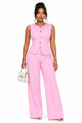 Pink Paige Vest &amp; Wide-Leg Pants Set