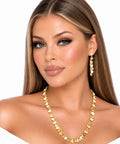 Gold June Heart Charm Necklace &amp; Earrings Set