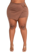 Mocha Lila Plus Size O-Ring Wrap Skort
