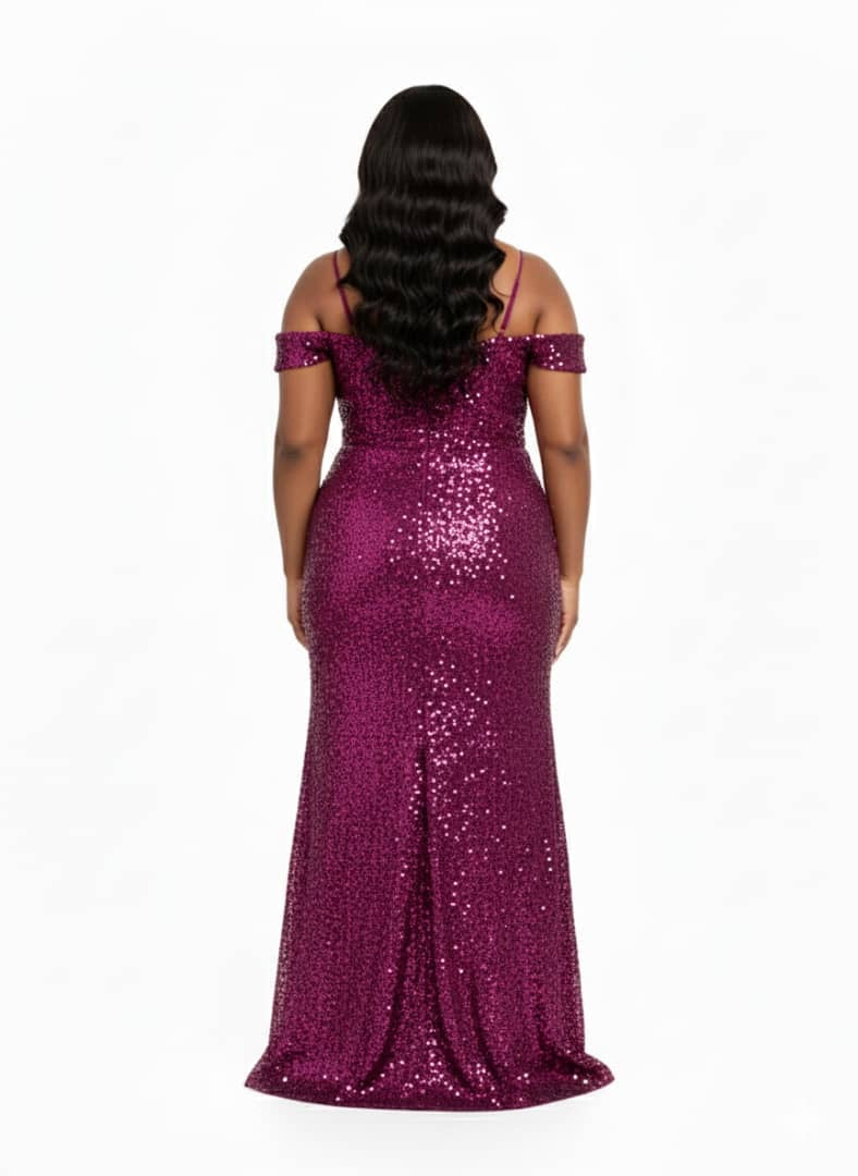 Plum Ava off-the-shoulder Sequin Plus Size Dress