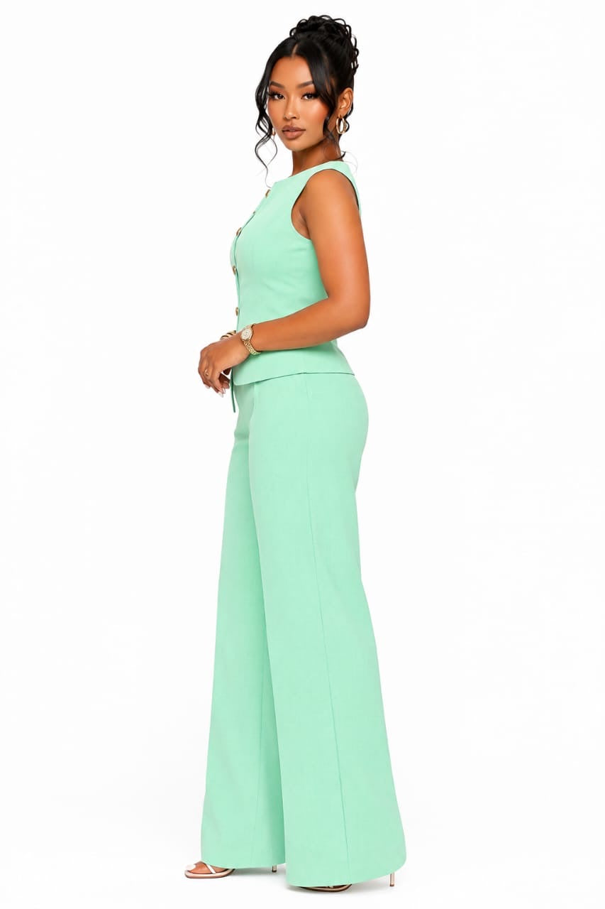 Mint Paige Vest &amp; Wide-Leg Pants Set