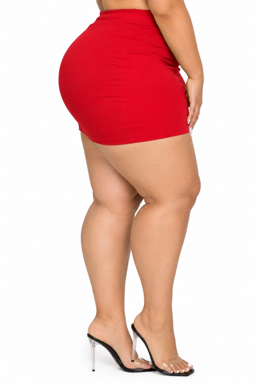 Red Millie Plus Size Mini Skirt