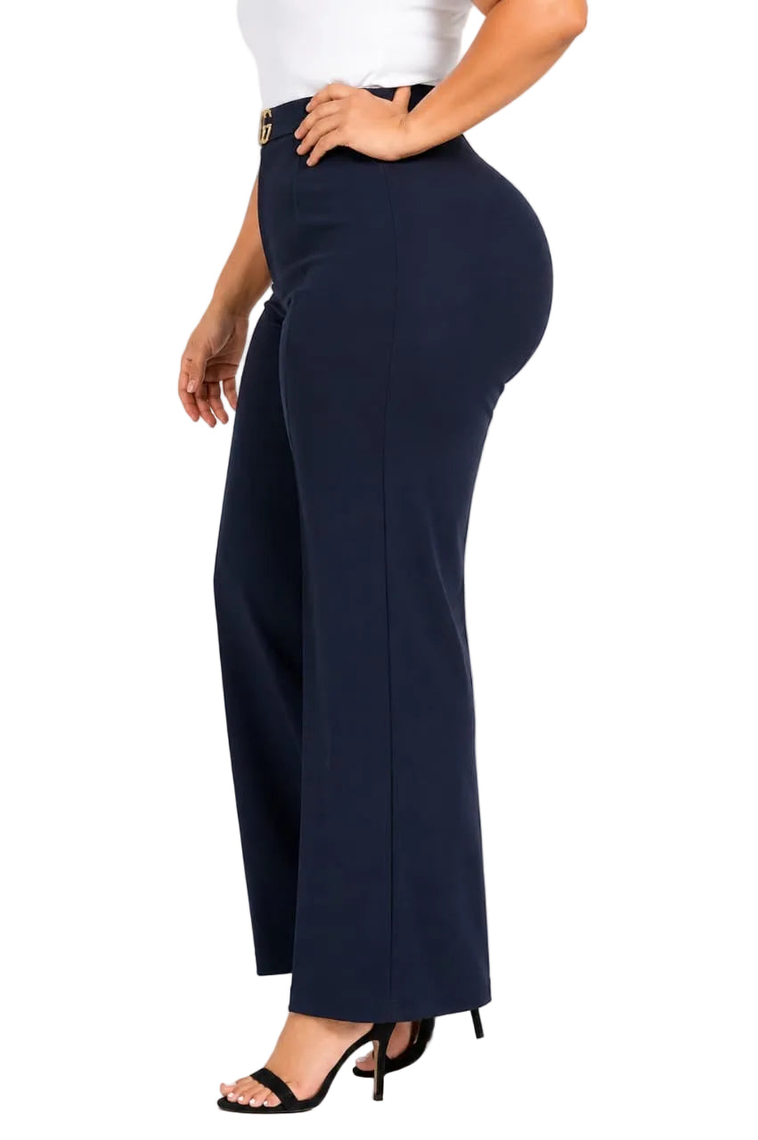 Navy Ophelia High-Waist Wide-Leg Pants