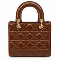 Brown Charleigh Patent Quilted Mini Tote Bag