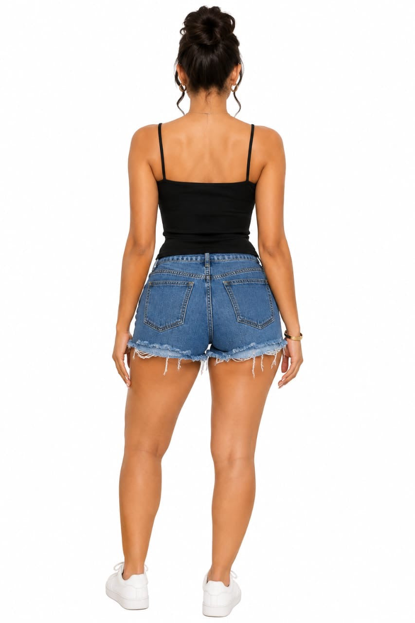 Fringe Denim Short Curated Look&nbsp;