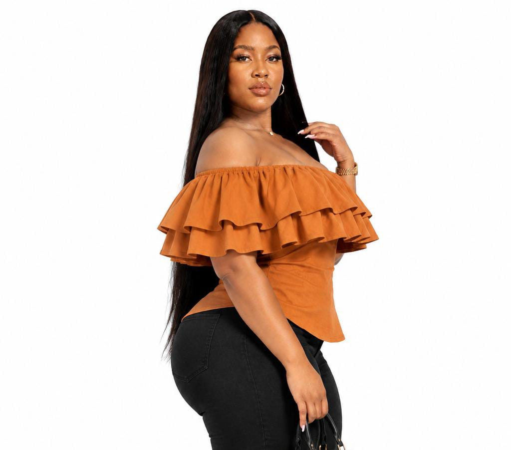 Copper Hazel Plus Size Off-Shoulder Ruffle Top