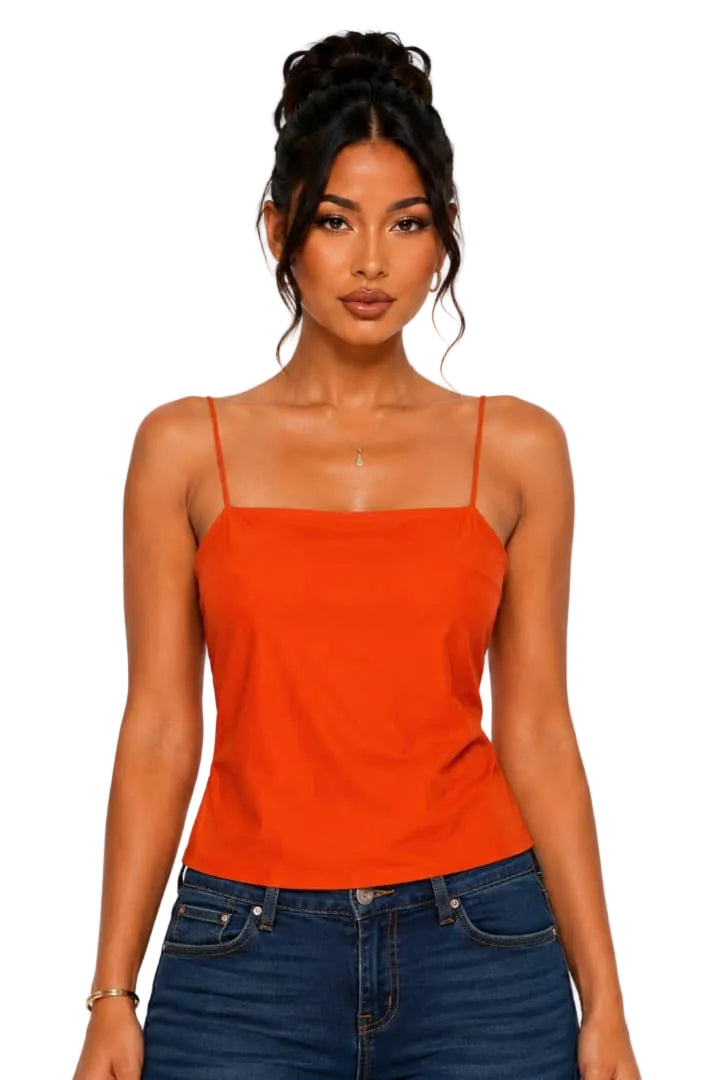 Orange Parker Square Neck Crop Top