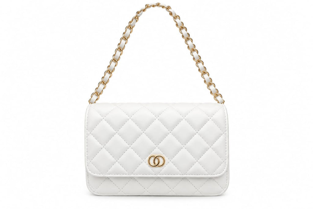 White Colette Quilted Chain Bag