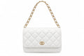 White Colette Quilted Chain Bag