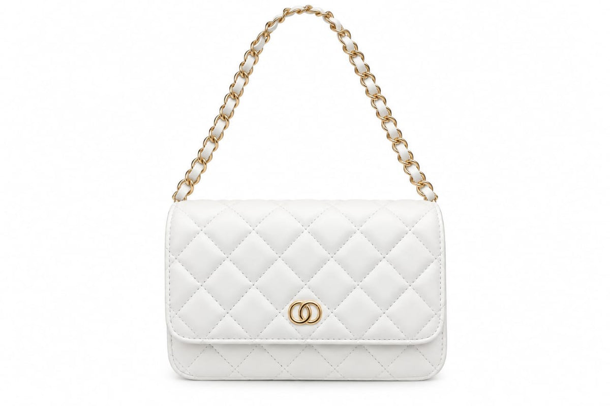 White Colette Quilted Chain Bag