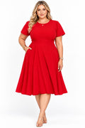 Red Nora Fit-and-Flare Midi Dress