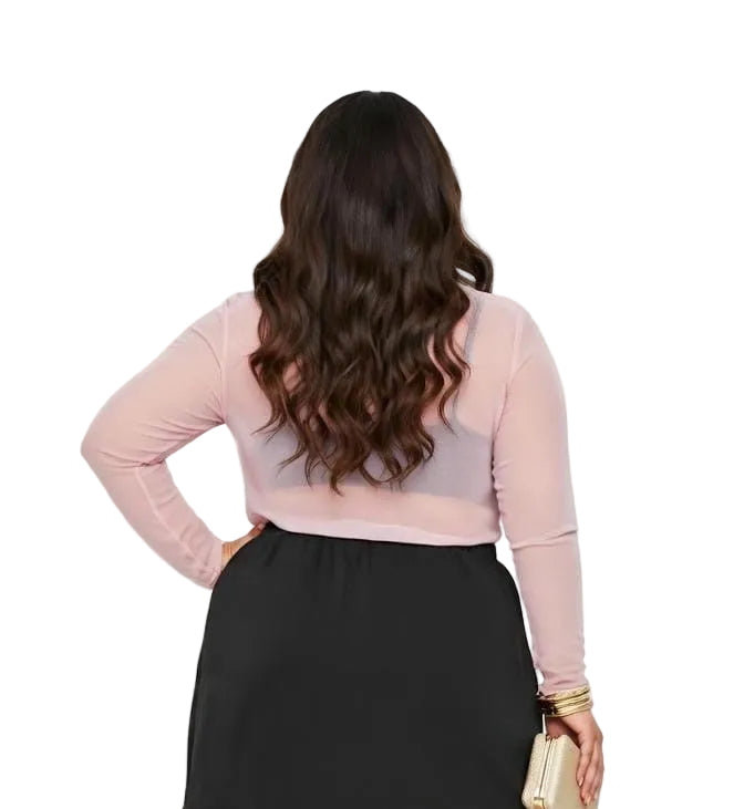 Pink Jane Plus Size Sheer Mesh Long Sleeve