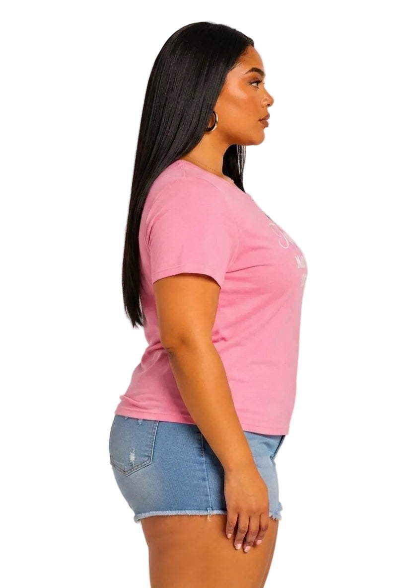 Pink Tequila Made Me Do It Graphic Plus Size T-Shirt