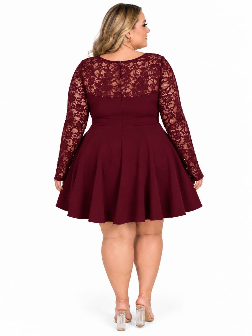 Burgundy Giselle Plus Size Mini Dress