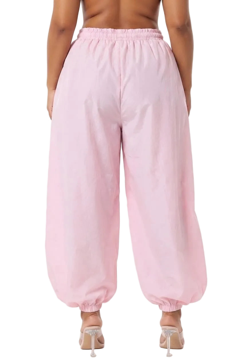 Pink Aurelia Plus Size Drawstring &nbsp;Baggy Balloon Pants