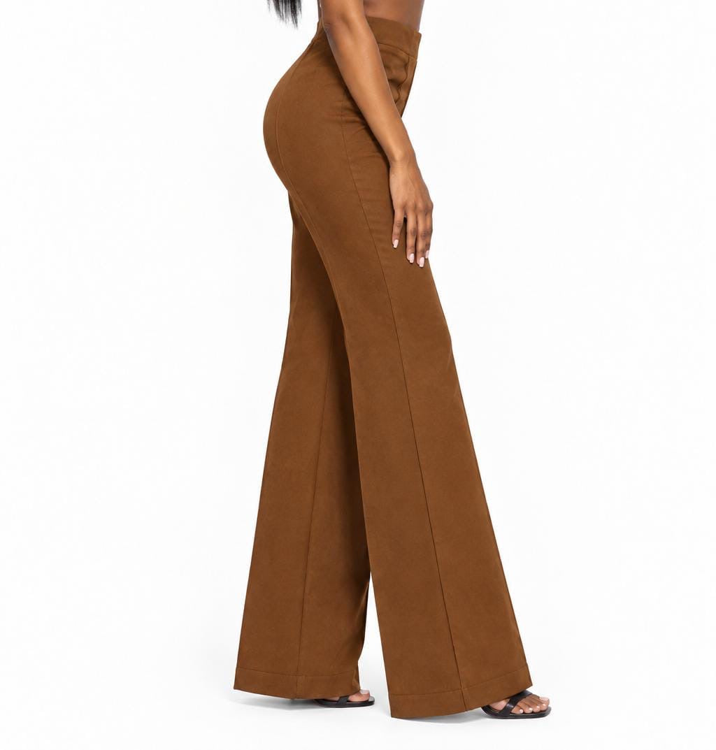 Brown Aubrey High-Waisted Flare Pants