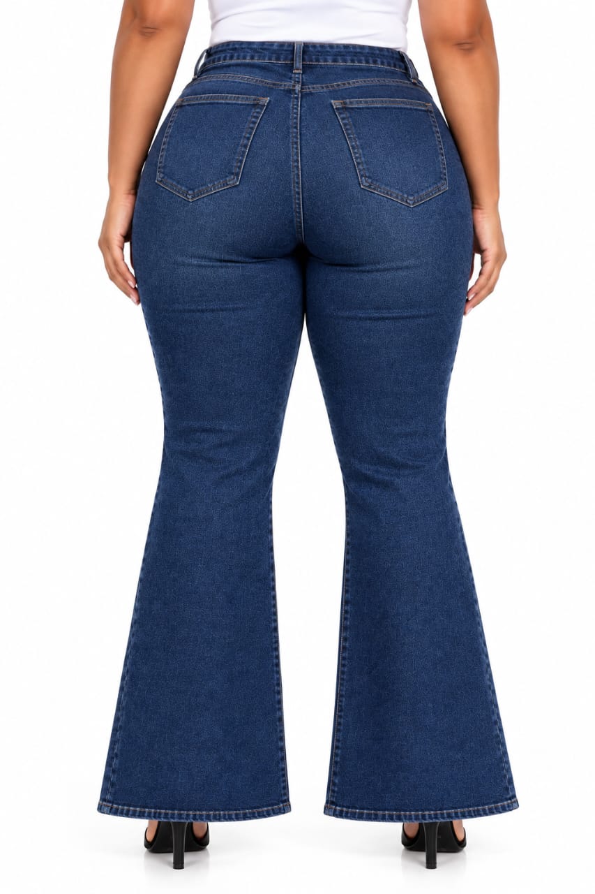 Dark Blue Talia Plus Size Distressed Flare Jeans