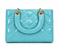 Turquoise Elsie Patent Quilted Mini Tote Bag