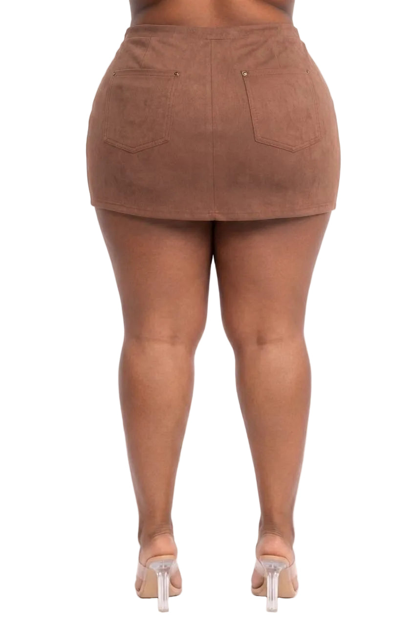 Mocha Lila Plus Size O-Ring Wrap Skort
