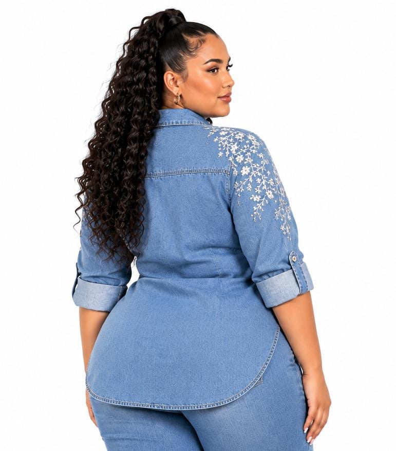Blue Kate Embroidered Denim Shirt