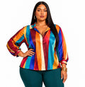 Multicolor Finley Plus Size Collared Top Shirt
