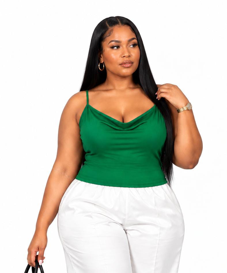 Green Kelsey Plus Size Cowl Neck Top