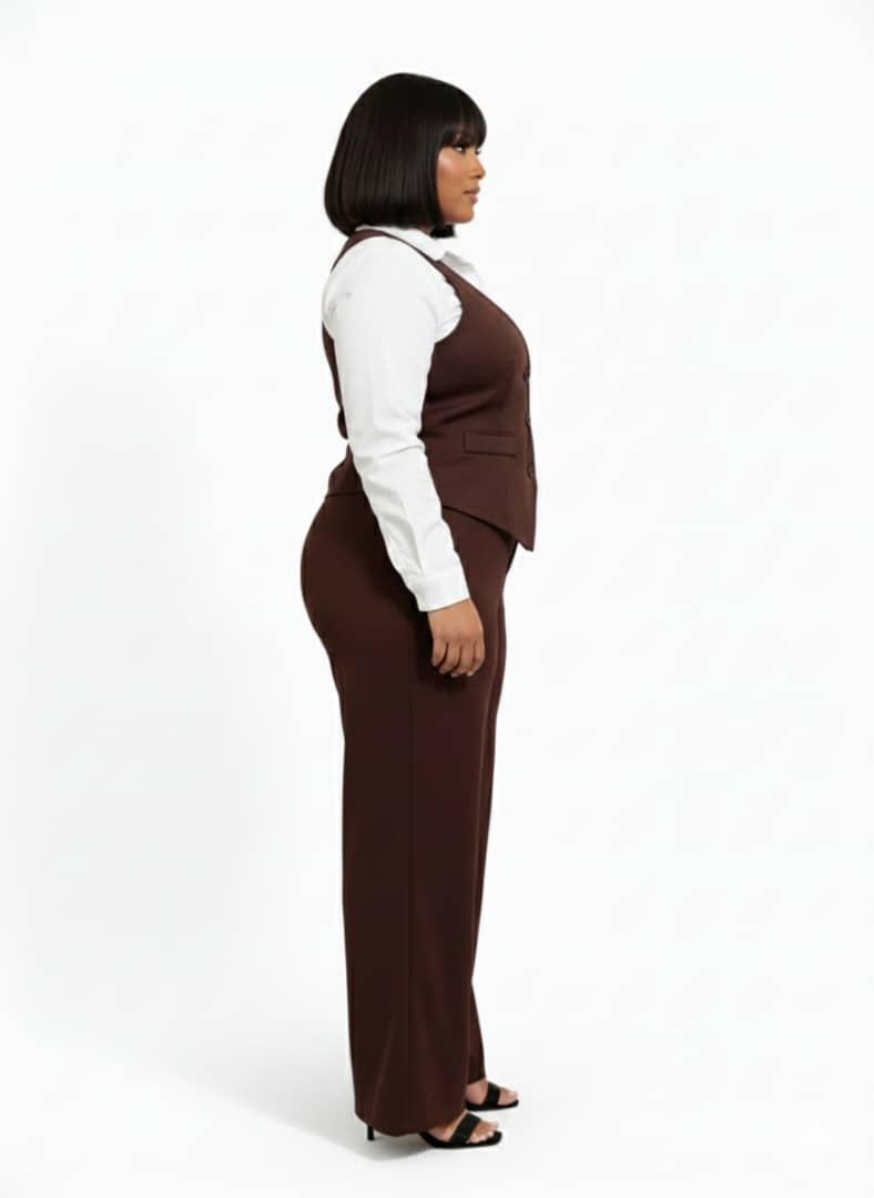 Taylor Rust Brown Plus Size Vest & Pant Set