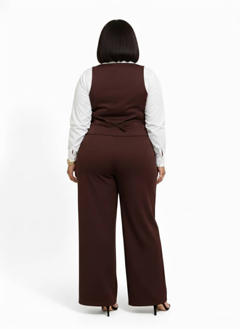 Taylor Rust Brown Plus Size Vest & Pant Set