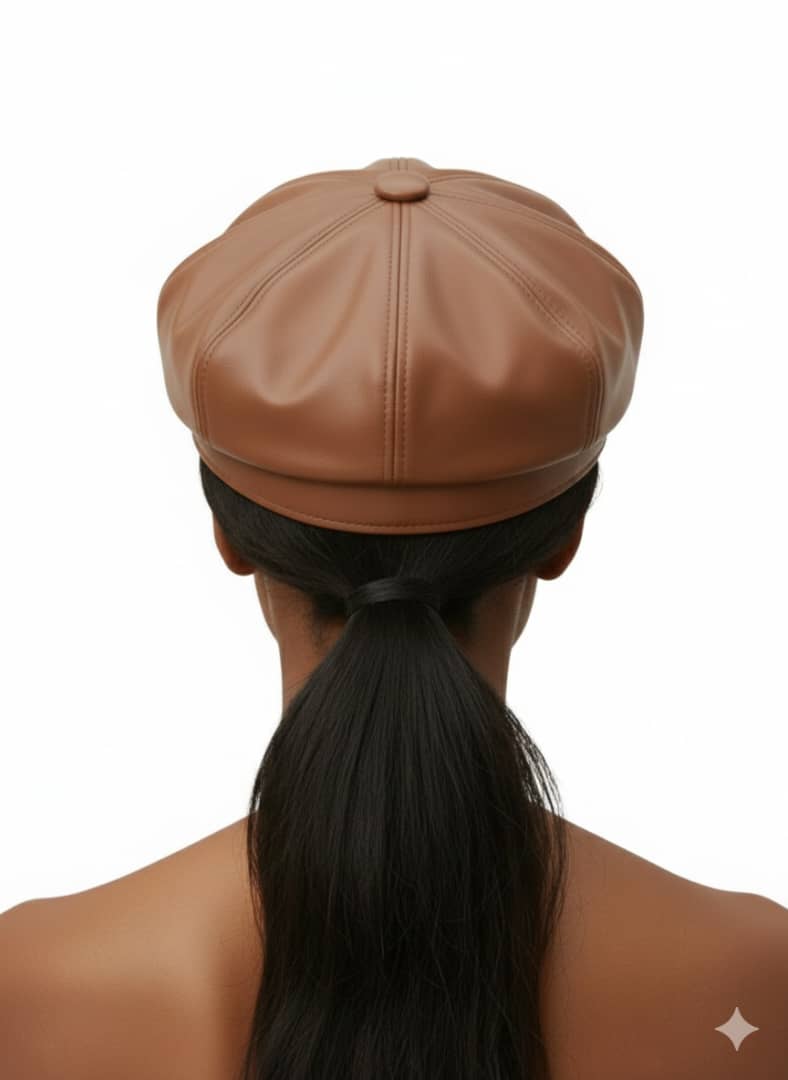 Camel Sasha Faux Leather Hat