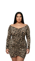 Leopard Maya Off-Shoulder Long Sleeve Dress