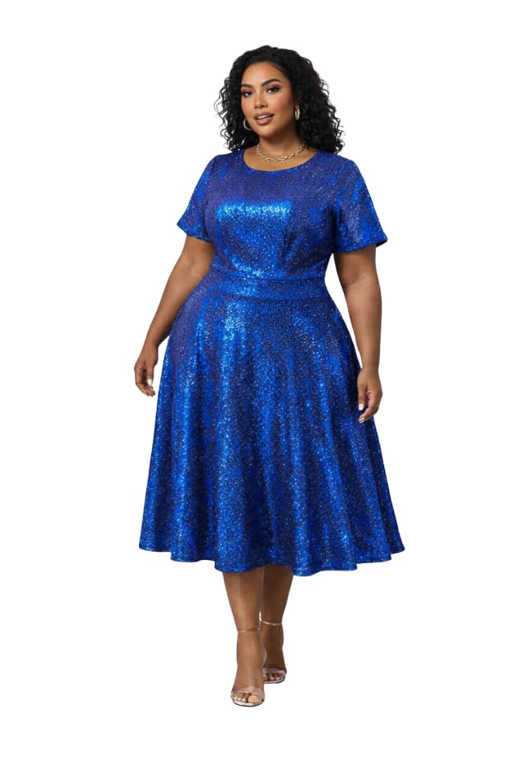 Sandy Royal Blue Sequin Flare Dress