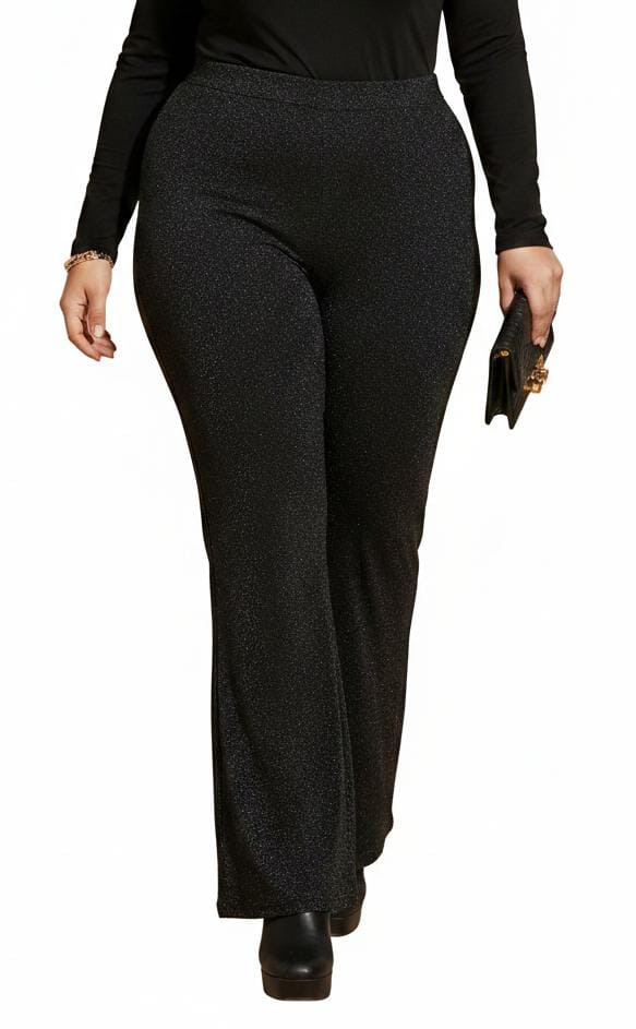 The Black Sparkle Plus Size Wide-Leg Pants