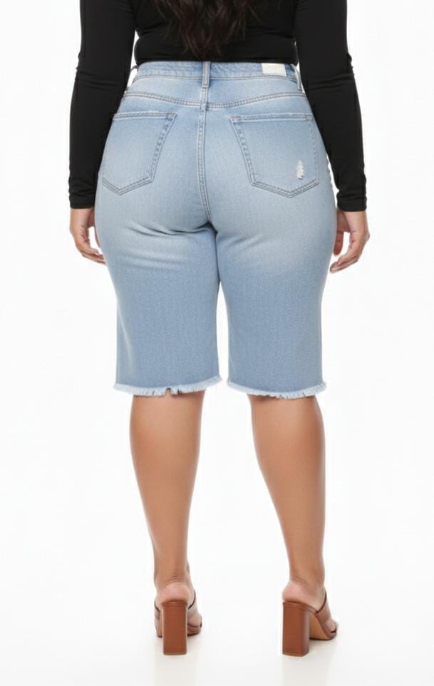 Blue Sienna Plus Size Distressed Denim Shorts