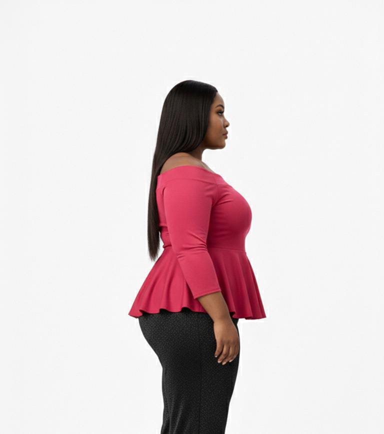 Pink Jessica Plus Size Off Shoulder Peplum Top