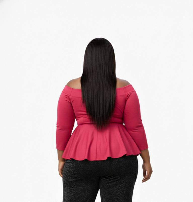 Pink Jessica Plus Size Off Shoulder Peplum Top