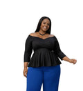 Black Jessica Plus Size Off Shoulder Peplum Top