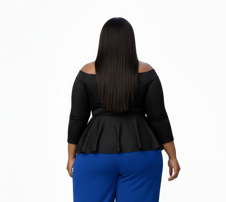 Black Jessica Plus Size Off Shoulder Peplum Top