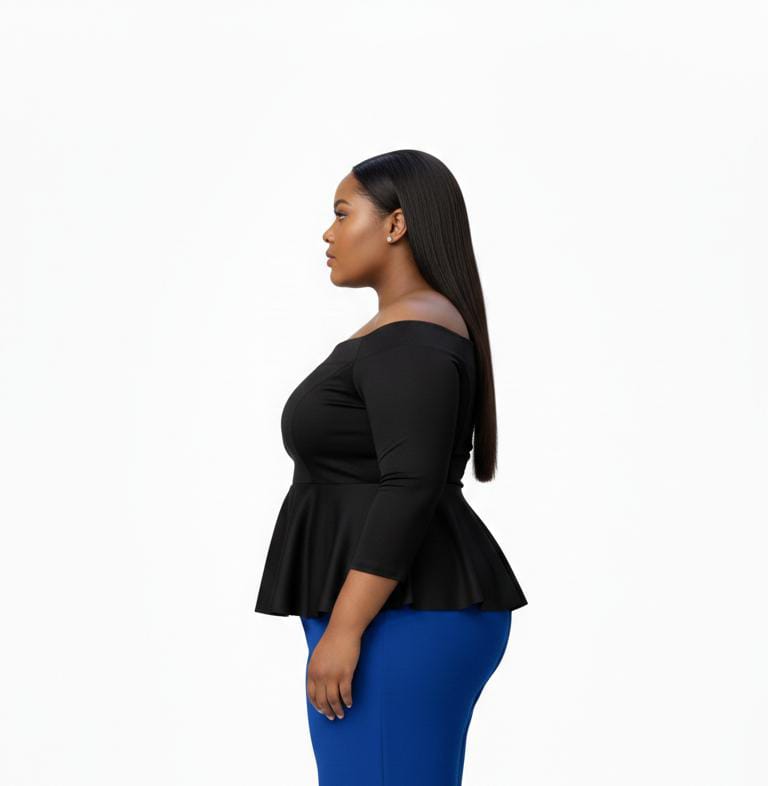 Black Jessica Plus Size Off Shoulder Peplum Top