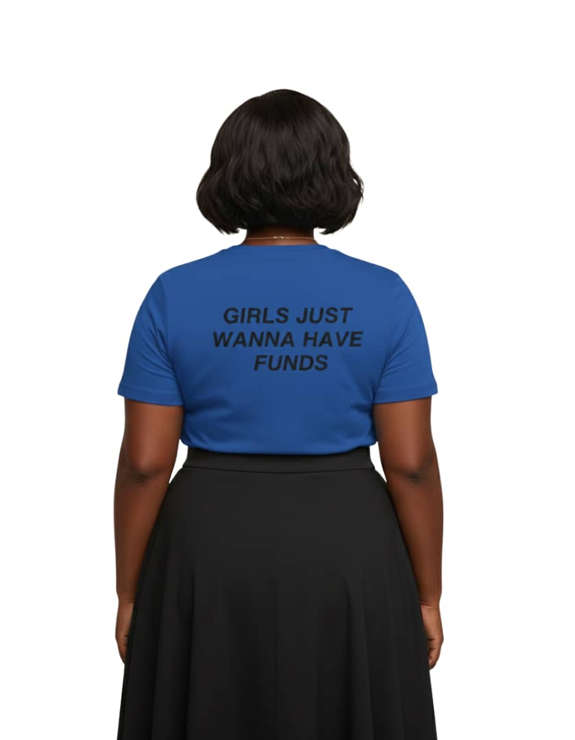 Girls Just Wanna Have Funds Royal blue Short Sleeve Plus Size Graphic Tee