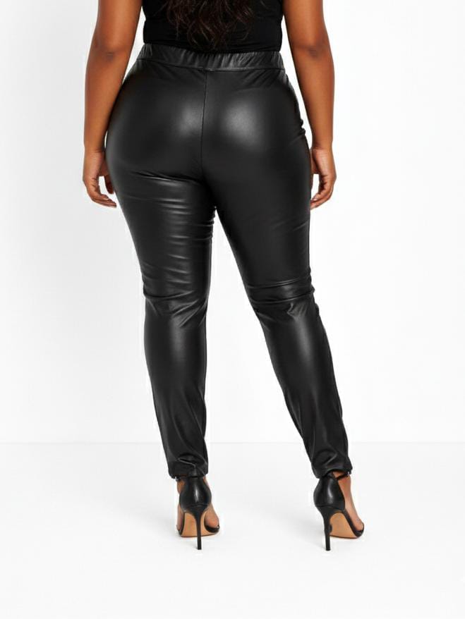 Black Nia Plus Size Faux Leather Leggings
