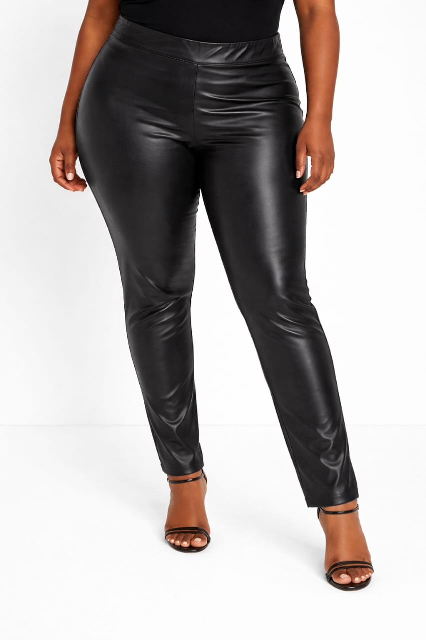 Black Nia Plus Size Faux Leather Leggings
